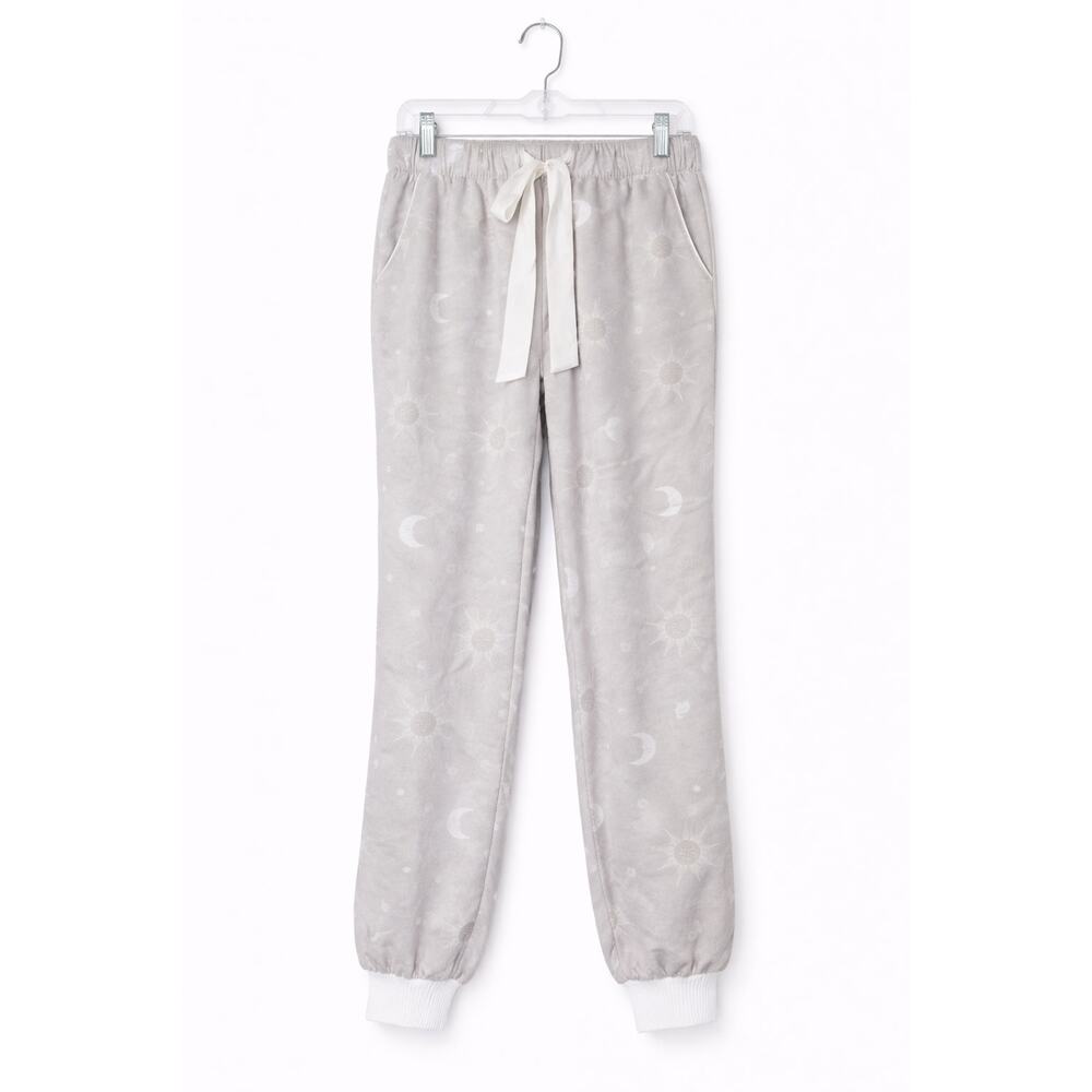 Celestial Silver Pajama Pants Womens Size XS Sun Moon Boho Hippie Cottagecore